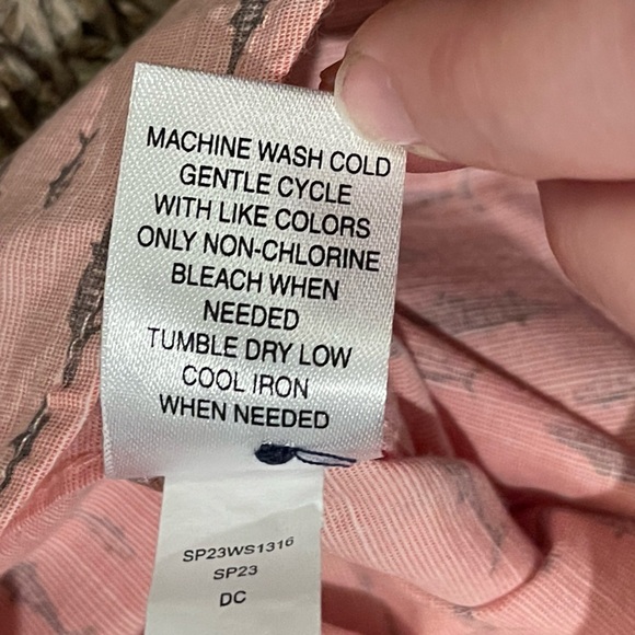 Flag and anthem nwt fish print cotton pink button up short sleeve - Picture 7 of 9